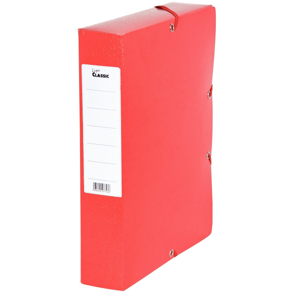 Boîte de classement en carte grainée, dos 6 cm, rouge