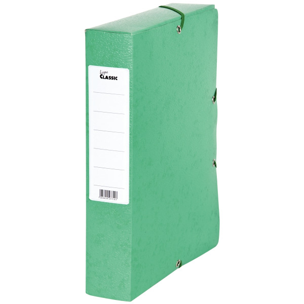 Boîte de classement en carte grainée, dos 6 cm, vert