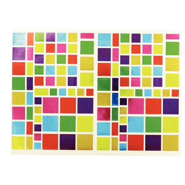 Pochette de 756 gommettes carrés métallisées couleurs assorties
