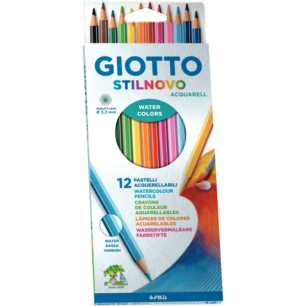 Étui de 12 crayons de couleur Stilnovo aquarellables assortis