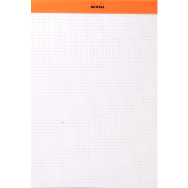 Bloc de bureau RHODIA 80 feuilles, format A7, quadrillé 5x5, papier blanc 80g