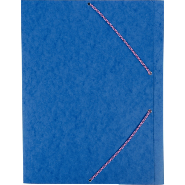 Chemise 3 rabats à élastiques en carte lustrée 600g format A3, coloris bleu