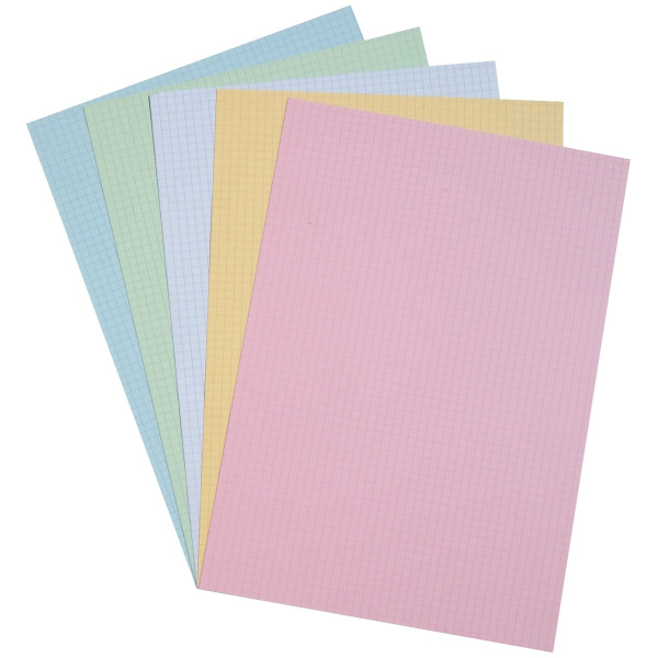 Etui de 100 fiches bristol non perforées carte forte 205 g couleurs assorties quadrillé 5x5 format 2