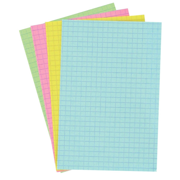 Etui de 100 fiches bristol non perforées carte forte 205 g couleurs assorties quadrillé 5x5 format 2