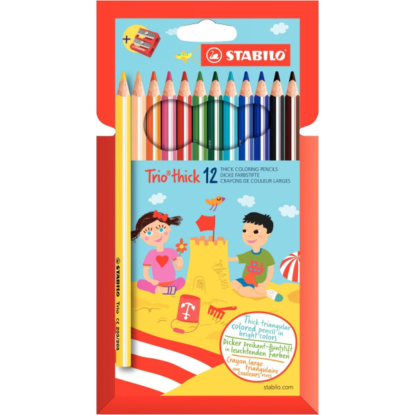 Étui de 12 crayons de couleur Trio assortis
