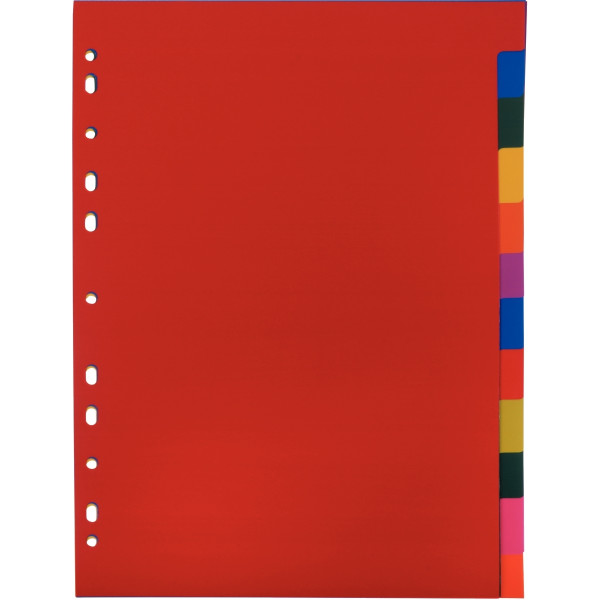 Jeu de 12 intercalaires en polypropylène coloré 12/100ème, format A4