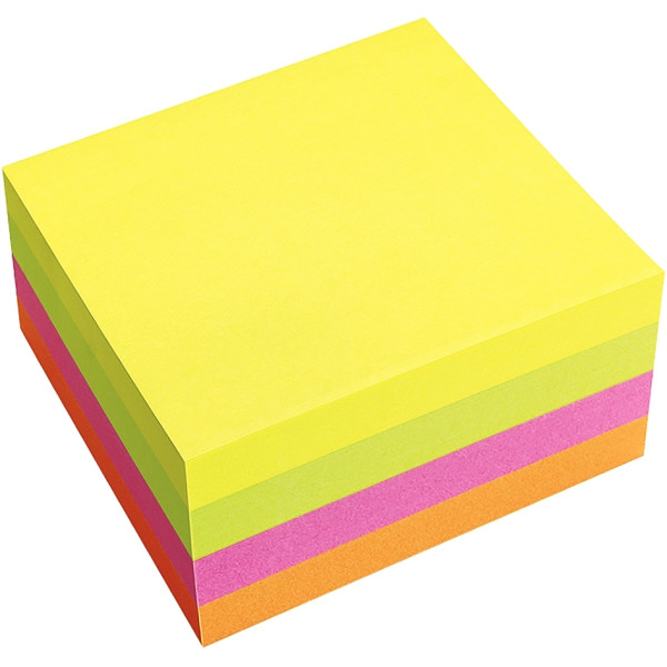 Bloc cube de 320 feuilles de notes repositionnables 75 x 75 mm coloris vif assortis