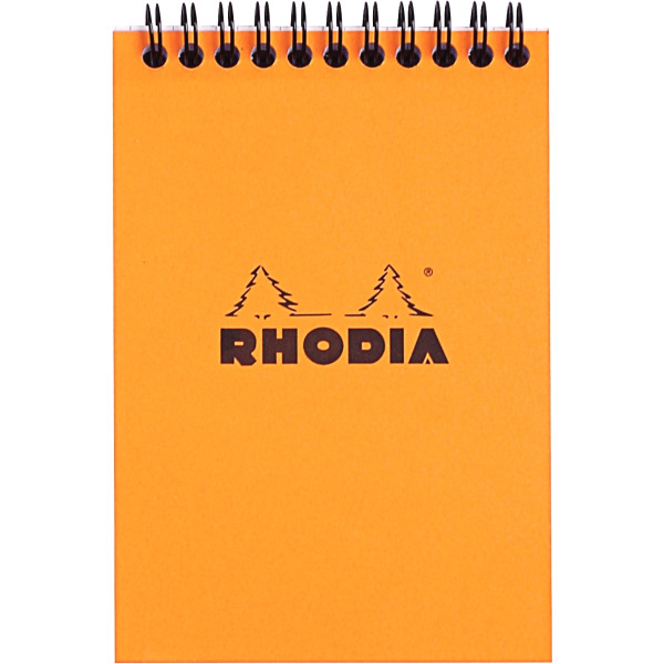Bloc-notes à reliure intégrale RHODIA orange, format A6, 160 pages, quadrillé 5x5, papier 80g