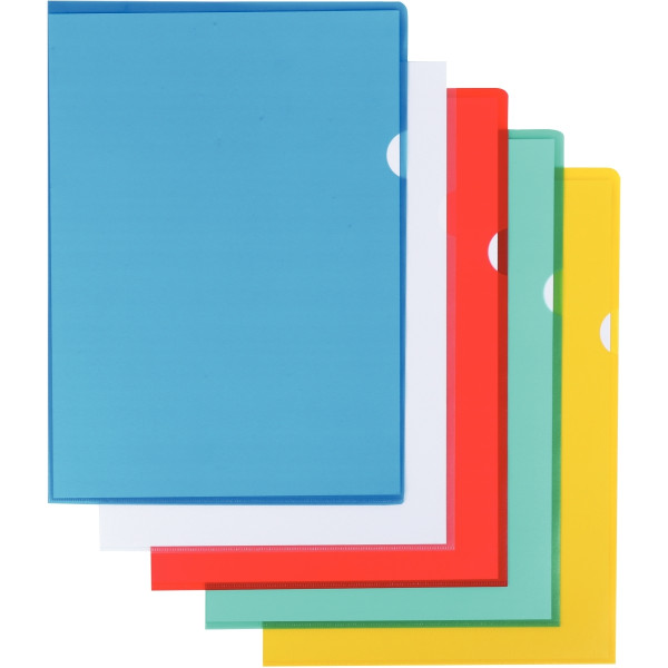 Boîte de 100 pochettes coin en polypropylène 12/100ème, coloris assortis