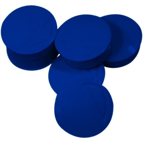 Blister de 6 punaises magnétiques, diamètre 22 mm.  Bleu