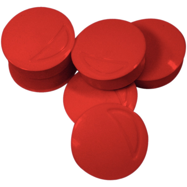 Blister de 6 punaises magnétiques, diamètre 22 mm rouge
