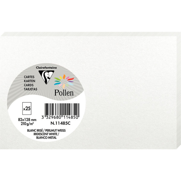 Paquet de 25 cartes Pollen 82x128mm 210g blanc irisé