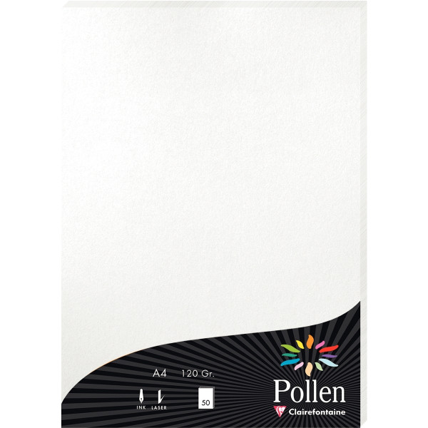 Paquet de 50 feuilles Pollen 210x297mm 120g blanc irisé