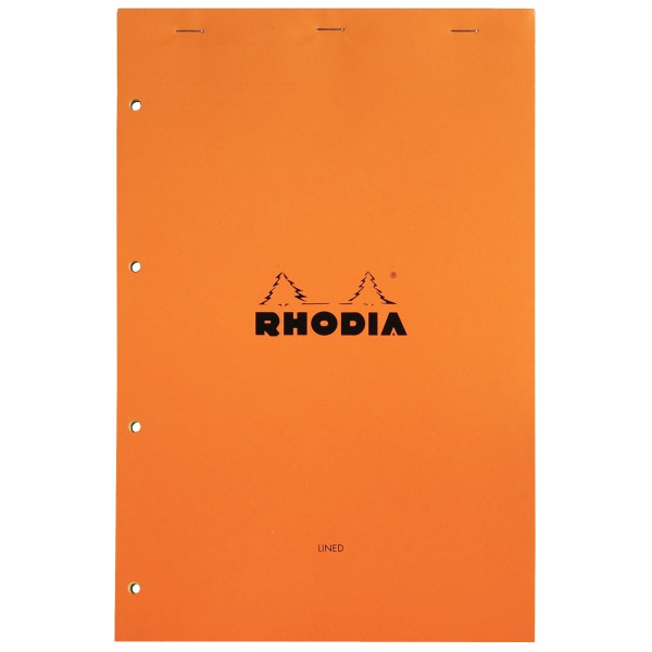 Bloc de bureau RHODIA 80 feuilles perforées, format A4+, ligné 7 mm, papier jaune 80g