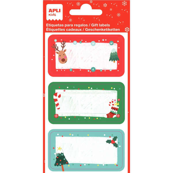 Paquet 9 étiquettes cadeaux noël rennes