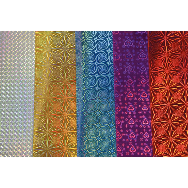 Pochette de 10 feuilles carton holographique  35 x 50 cm coloris assortis
