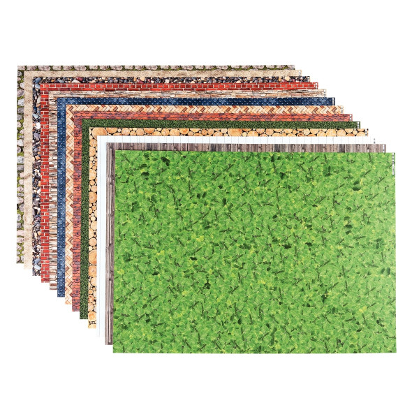 Paquet de 13 feuilles de papier motif structures assorties format 50 x 70 cm