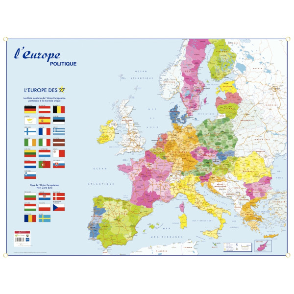 Carte souple recto verso l'Europe & le monde politique