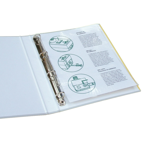 Boite de 100 pochettes à plastifier format 22,8x30,3 cm pour document 21x29,7 cm. En polyester brill