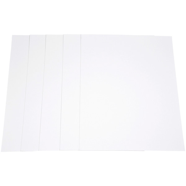 Paquet de 5 feuilles de carton épais, 2 côtés blancs, format 50 x 65 cm, 1005g