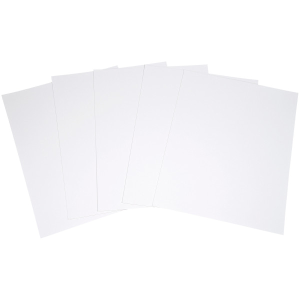 Paquet de 5 feuilles de carton épais, 2 côtés blancs, format 50 x 65 cm, 1005g