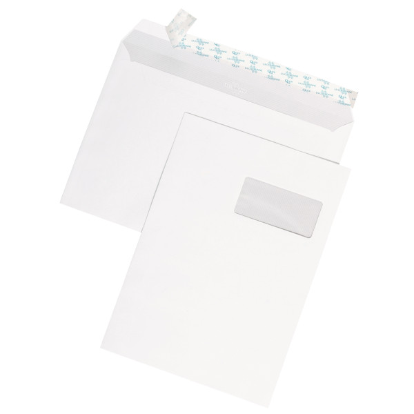 Boîte de 250 enveloppes vélin blanches C4 229x324 90g/m² fenêtre 50x105 bande de protection