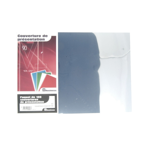 Paquet de 100 couvertures cristal BUSINESS incolores, épaisseur 20/100ème format A3
