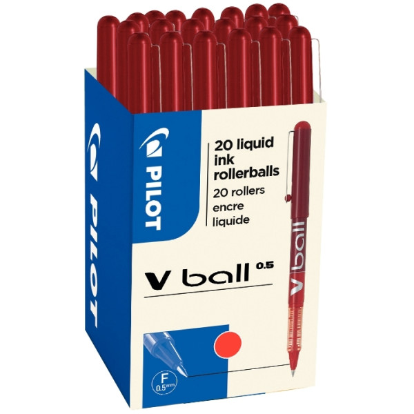 Pack de 20 rollers V-Ball 0,5mm rouges dont 4 gratuits