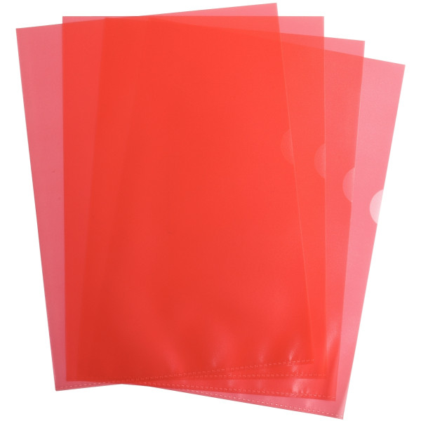 Boîte de 100 pochettes coin en polypropylène grainé 9/100ème, rouge