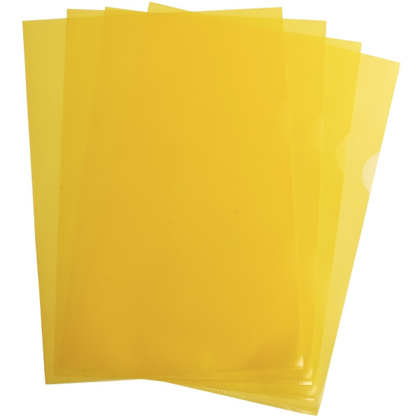 Boîte de 100 pochettes coin en polypropylène grainé 9/100ème, jaune