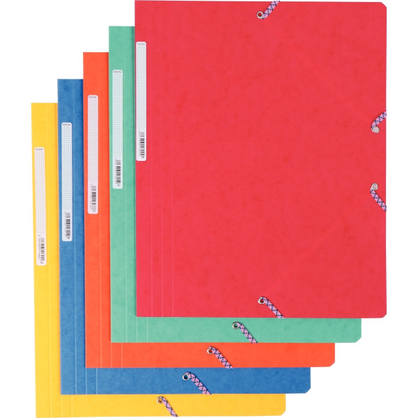 Carton de 50 chemises sans rabat à élastiques en carte lustrée 390g, coloris assortis