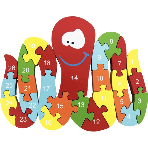Puzzle pieuvre 3D, alphabet et chiffres