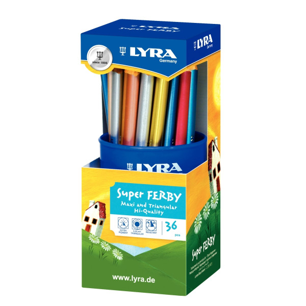 Pot de 36 crayons de couleur Super Ferby assortis