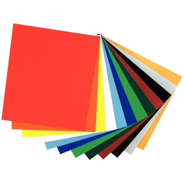 Pochette de 12 feuilles de papier lisse gomme 23 x 25 cm couleurs assorties