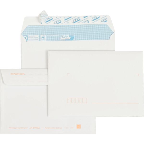 Paquet de 25 enveloppes blanches 114x162mm 90g bande siliconée précasées