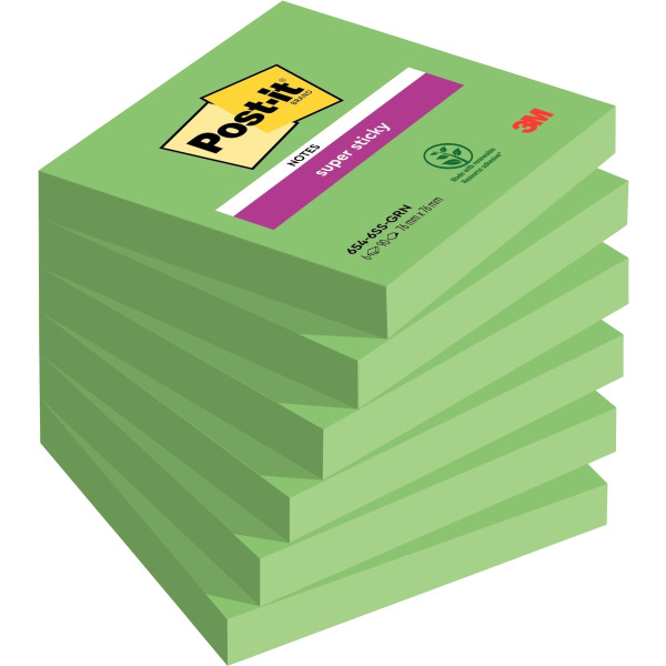 Lot de 6 blocs notes adhésifs  super sticky vert