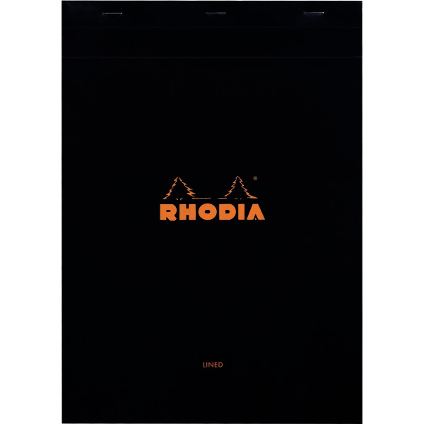Bloc de bureau RHODIA BLACK 80 feuilles, format A4, ligné, papier blanc 80g