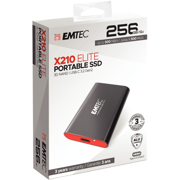 Unité de stockage portable SSD Emtec X210 USB 3.1 256 Go