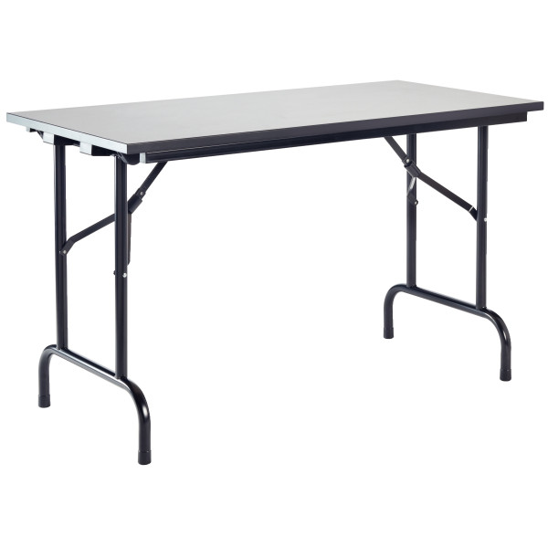 Table pliante L120xP60cm gris clair/piétement noir