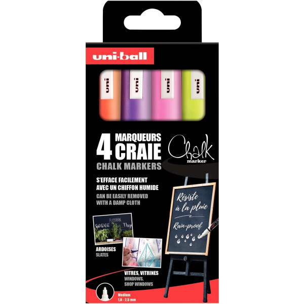 Boîte de 4 marqueurs craies Chalk violet / fluos