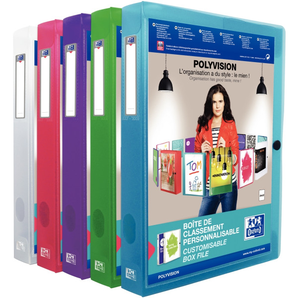 Boite de classement personnalisable en polypropylène dos 4 cm, coloris assortis