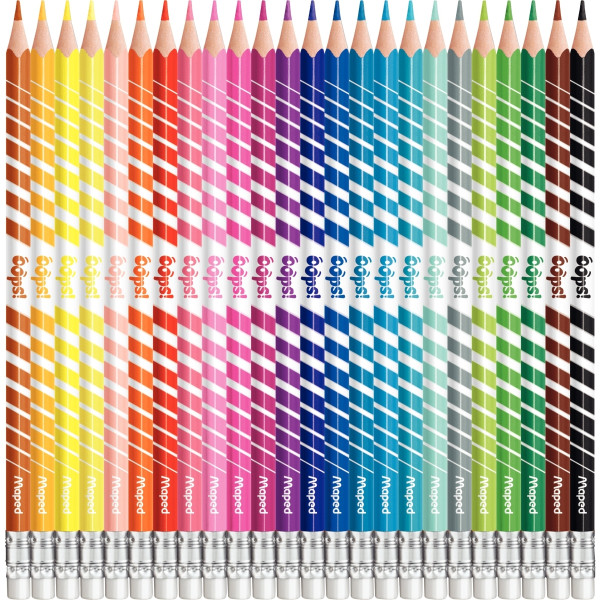 Pochette de 24 crayons de couleur Oops effaçables