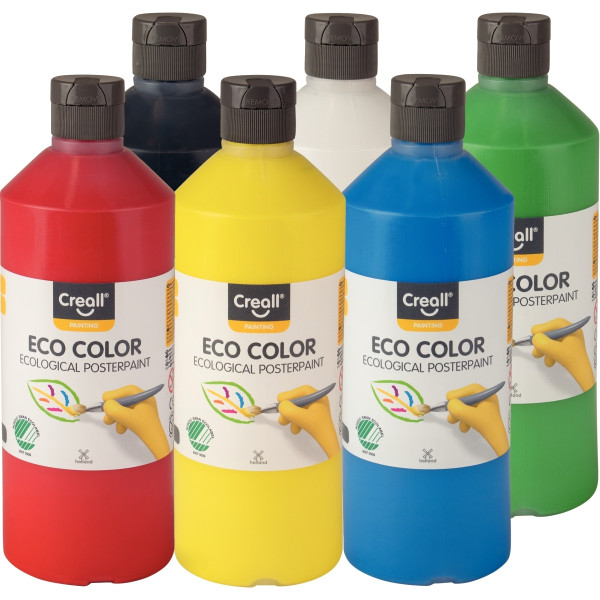 Carton de 6 Flacons 500 ml de gouache biologique Creall Eco Color