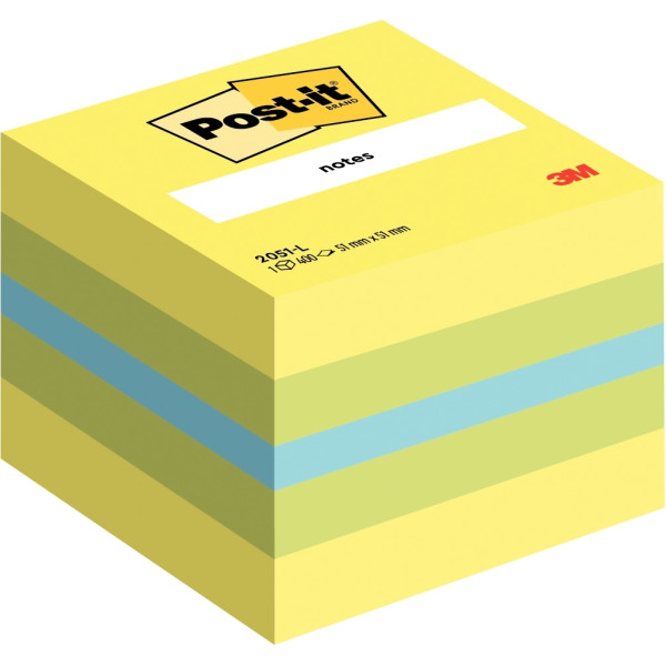 Mini cube post-it de 400 feuilles notes repositionnables, 51 x 51 mm, couleurs assorties