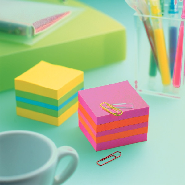 Mini cube post-it de 400 feuilles notes repositionnables, 51 x 51 mm, couleurs assorties
