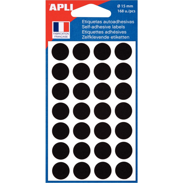 Pochette de 168 pastilles adhésives 15mm noir