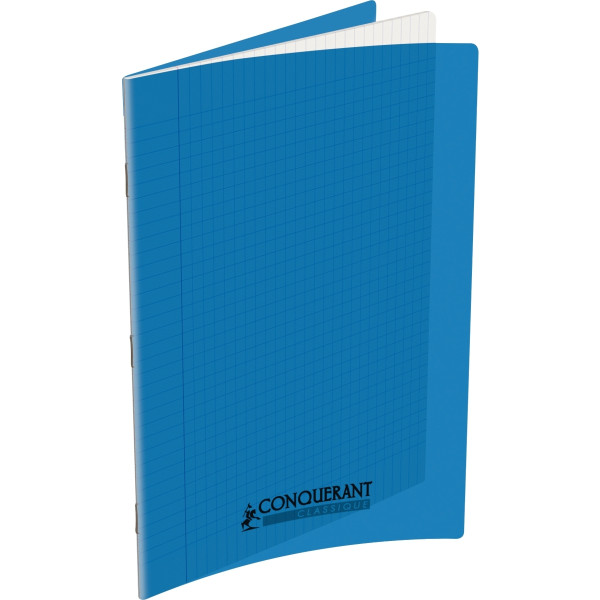 Piqûre 96 pages CONQUERANT, A4, seyès, couv PP bleu