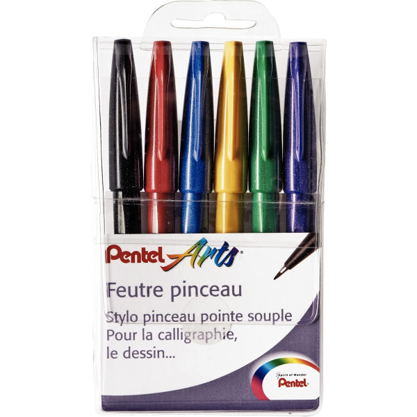 Pochette de 6 feutres pinceaux Funny assortis