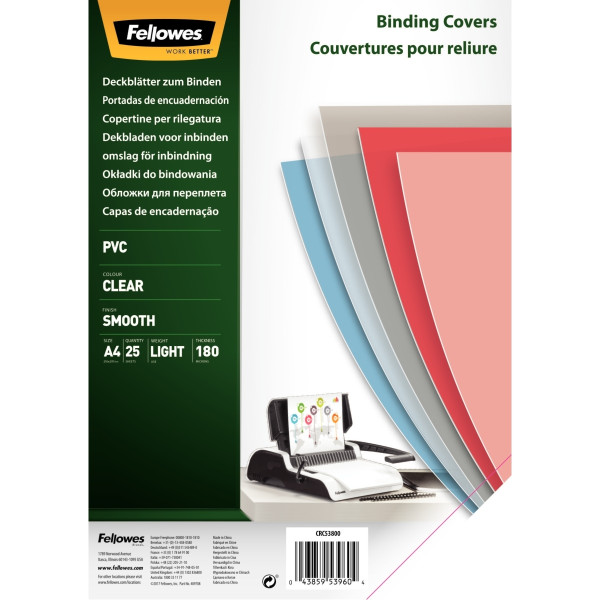 Pack de 25 couvertures incolores A4 180 microns