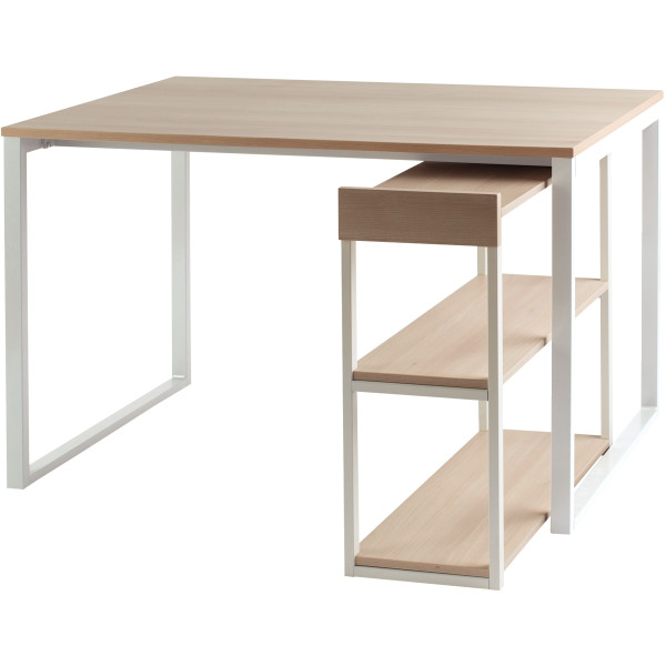 Option rangement 3 tablettes pour bureau modulable chêne/blanc